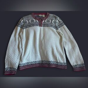 L.L. Bean Red and Black Nordic Sweater